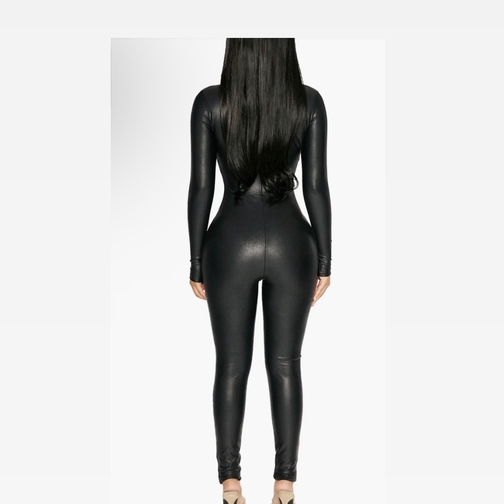 Like New Naked Wardrobe  Faux Leather Long Sleeve jumpsuit SOLD OUT ONLINE - Picture 2 of 5